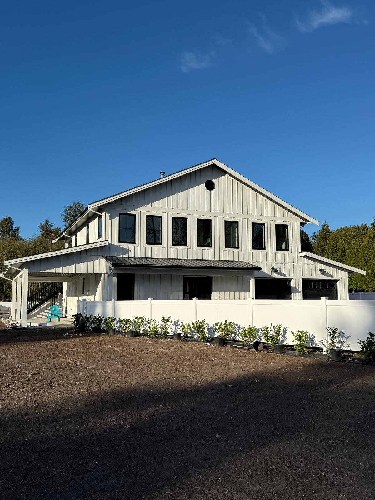 Modern farmhouse with white board and batten exterior
