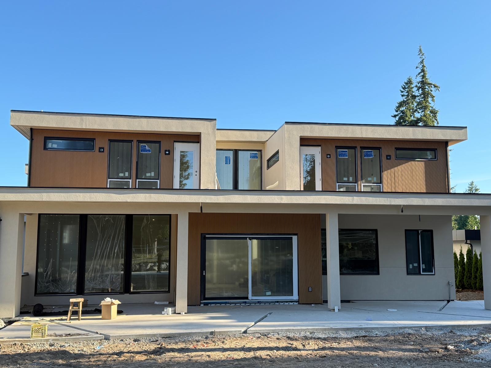 Luxury modern home with living wall and cedar soffit entryway